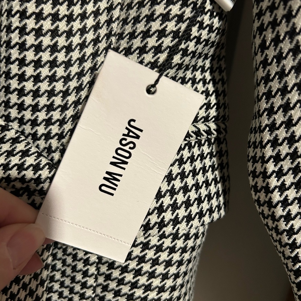Jason Wu Black White Houndstooth Wrap Blazer Dress Size Large New - Picture 5 of 7